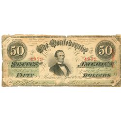 The Confederate States of America Richmond, Virginia $50 Note