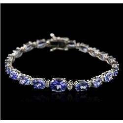 14KT White Gold 12.50ctw Tanzanite and Diamond Bracelet