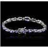 Image 2 : 14KT White Gold 12.50ctw Tanzanite and Diamond Bracelet
