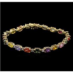 13.70ctw Multi Color Sapphire and Diamond Bracelet - 14KT Yellow Gold