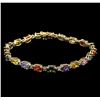 Image 1 : 13.70ctw Multi Color Sapphire and Diamond Bracelet - 14KT Yellow Gold