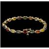 Image 2 : 13.70ctw Multi Color Sapphire and Diamond Bracelet - 14KT Yellow Gold