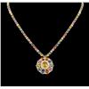 Image 1 : 35.30ctw Multi Color Sapphire and Diamond Necklace - 14KT Yellow Gold
