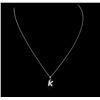 Image 2 : 14KT White Gold 0.07ctw Diamond Pendant With Chain