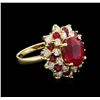 Image 2 : 5.34ctw Ruby and Diamond Ring - 14KT Yellow Gold