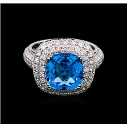 5.46ct Topaz and Diamond Ring - 14KT White Gold