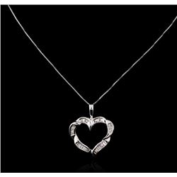 14KT White Gold 0.50ctw Diamond Heart Pendant With Chain