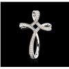 Image 1 : 14KT White Gold 0.82ctw Diamond Cross Pendant