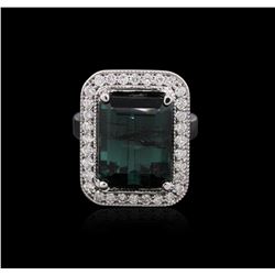 14KT White Gold 11.30ct Tourmaline and Diamond Ring