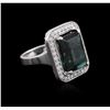 Image 2 : 14KT White Gold 11.30ct Tourmaline and Diamond Ring