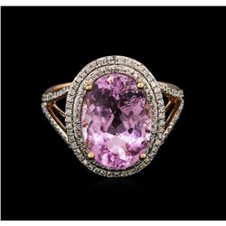 7.76ct Kunzite and Diamond Ring - 14KT Rose Gold