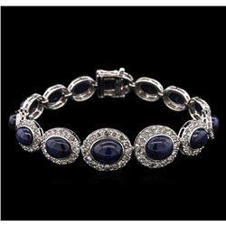 35.86ctw Sapphire and Diamond Bracelet - 14KT White Gold