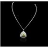Image 1 : 14KT White Gold 25.72ct Opal and Diamond Pendant with Chain