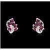 Image 1 : 14KT White Gold 0.80ctw Ruby and Diamond Earrings