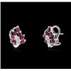 Image 2 : 14KT White Gold 0.80ctw Ruby and Diamond Earrings