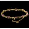 Image 2 : 4.73ctw Pink Sapphire and Diamond Bracelet - 14KT Yellow Gold