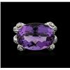Image 1 : 14KT White Gold 11.71ct Amethyst and Diamond Ring
