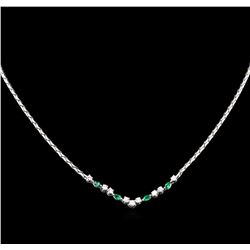 0.52ctw Emerald and Diamond Necklace - 18KT White Gold