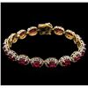 Image 1 : 17.91ctw Ruby and Diamond Bracelet  - 14KT Yellow Gold