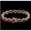 Image 2 : 17.91ctw Ruby and Diamond Bracelet  - 14KT Yellow Gold