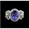 Image 1 : 3.51ct Tanzanite and Diamond Ring - 14KT White Gold