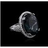 Image 2 : 14KT White Gold 20.61ct Topaz and Diamond Ring