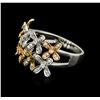 Image 2 : 18KT Tri-Color Gold 0.53ctw Diamond Ring