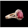 Image 2 : 3.70ct Ruby and Diamond Ring - 14KT Rose Gold