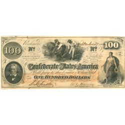 $100 Confederate States of America Richmond Large Note