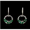 Image 3 : 14KT White Gold 29.36ctw Emerald and Diamond Necklace and Earring Suite