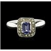 Image 1 : 14KT White Gold 0.64ct Tanzanite and Diamond Ring