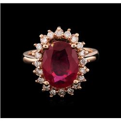 14KT Rose Gold 5.17ct Ruby and Diamond Ring