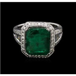 4.33ct Emerald and Diamond Ring - 18KT White Gold