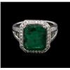 Image 1 : 4.33ct Emerald and Diamond Ring - 18KT White Gold