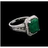 Image 2 : 4.33ct Emerald and Diamond Ring - 18KT White Gold