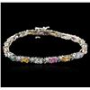 Image 1 : 14KT White Gold 5.32ctw Multicolor Sapphire and Diamond Bracelet