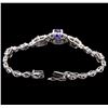 Image 3 : 4.31ct Tanzanite and Diamond Bracelet - 14KT White Gold