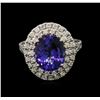 Image 1 : 4.53ct Tanzanite and Diamond Ring - 14KT White Gold