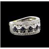 Image 2 : 1.10ctw Blue Sapphire and Diamond Ring - 14KT White Gold