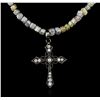 Image 2 : 14KT White Gold 51.89ctw Rough Diamond Necklace With Charm