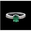 Image 1 : 14KT White Gold 0.76ct Emerald and Diamond Ring