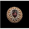 Image 1 : 8.67ct Red Zircon and Diamond Ring - 14KT Two-Tone Gold