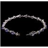 Image 3 : 6.25ctw Tanzanite and Diamond Bracelet - 14KT White Gold