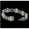 Image 3 : 14KT White Gold 21.63ctw Emerald and Diamond Bracelet