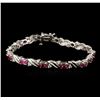 Image 1 : 14KT White Gold 4.92ctw Ruby and Diamond Bracelet