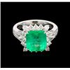 Image 1 : 4.56ct Emerald and Diamond Ring - 18KT White Gold