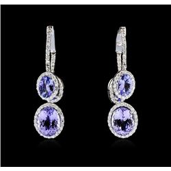 14KT White Gold 8.10ctw Tanzanite and Diamond Earrings