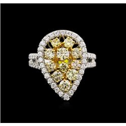 2.04ctw Fancy Yellow Diamond Ring - 14KT White Gold