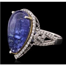 14KT White Gold 17.42ct Tanzanite and Diamond Ring