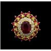 Image 1 : 5.69ctw Ruby and Diamond Ring - 14KT Yellow Gold